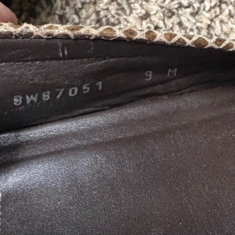 Stuart Weitzman Snakeskin Leather Bit Loafers Brown Slip On Womens Size 9 - Picture 8 of 9